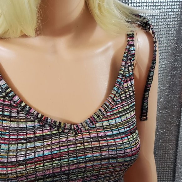 Rainbow ZigZag Shoulder Tie Dress - Picture 2 of 4